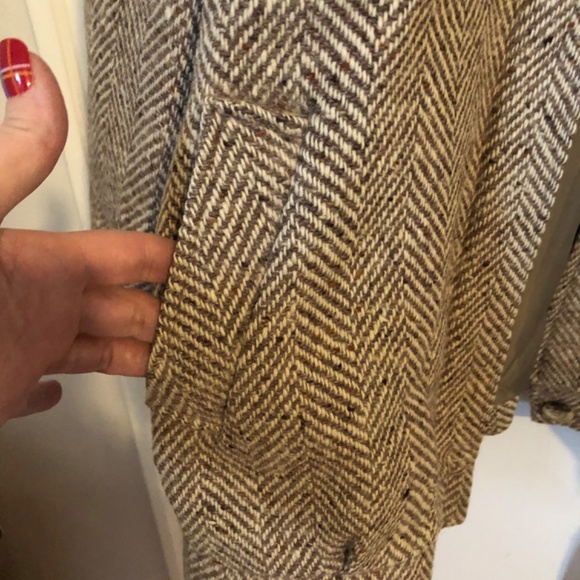 Men's Brown Herringbone Shirt Jacket - Picture 4 of 11